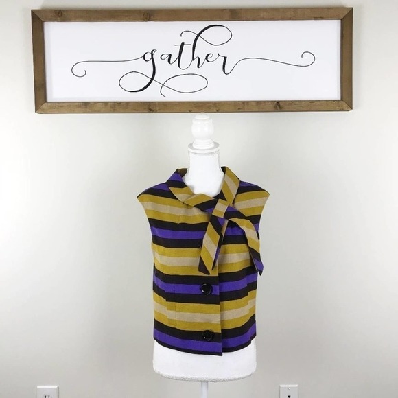 Michael Michael Kors Striped Linen Collar Vest size 4 - Picture 6 of 13